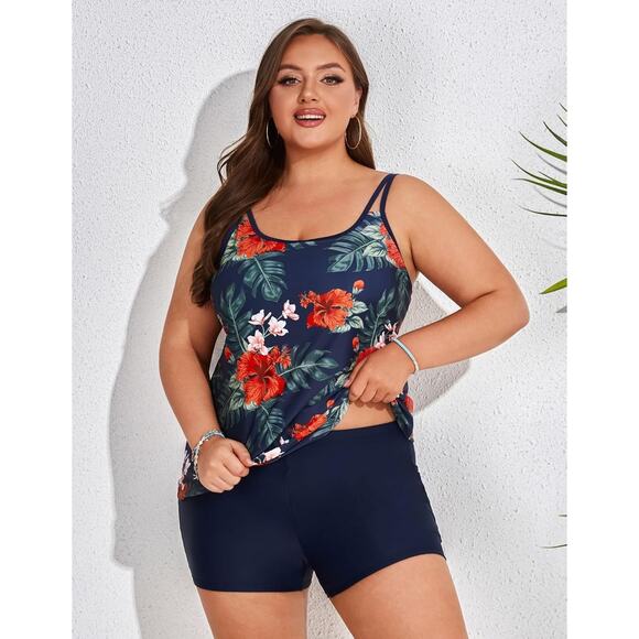 Hanna Nikole Womens Plus Size Tankini Swimsuit  Bathing Suits Size 24W - Picture 2 of 10